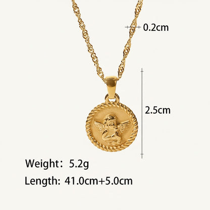 Seraphina Treasures Angelure necklace with a gold-tone cherub pendant on a twisted chain. Pendant measures 2.5cm.