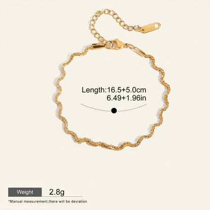 Seraphina Treasures Chrysara gold wavy chain bracelet, waterproof and hypoallergenic, 16.5+5cm length.