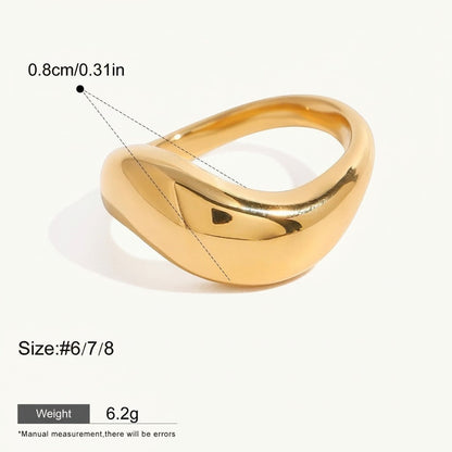 Seraphina Treasures Electra gold ring with irregular wave design, waterproof and hypoallergenic.