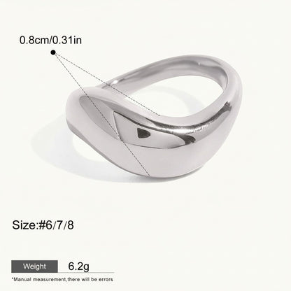 Seraphina Treasures Electra silver ring with irregular wave design, waterproof and hypoallergenic.