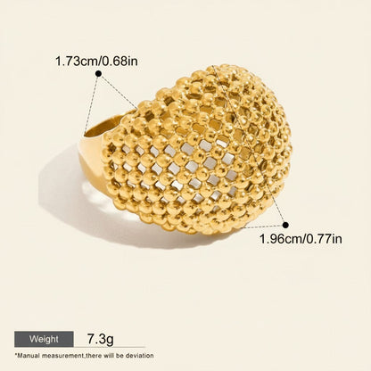 Seraphina Treasures gold-tone hollow beaded dome ring, lightweight and stackable for versatile styling.