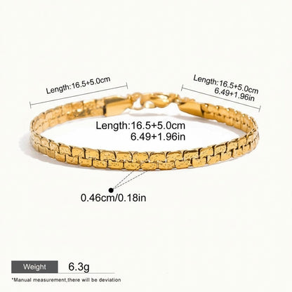 Seraphina Treasures gold-tone metal bracelet with a smooth, flowing design, symbolizing resilience and harmony. Features adjustable length and hypoallergenic properties.