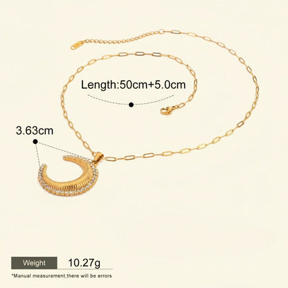 Seraphina Treasures gold plated crescent moon necklace with zirconia stones, 50cm chain length.