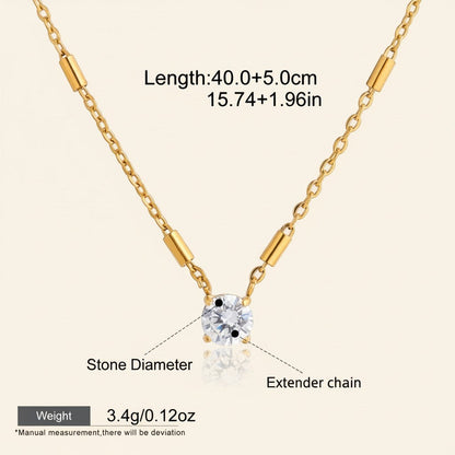 Seraphina Treasures Elarion gold necklace with cubic zirconia pendant and extender chain. Waterproof and hypoallergenic.