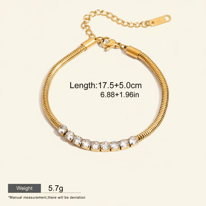 Seraphina Treasures Alethea gold snake chain bracelet with sparkling cubic zirconia details, 17.5+5.0cm length, waterproof and hypoallergenic.