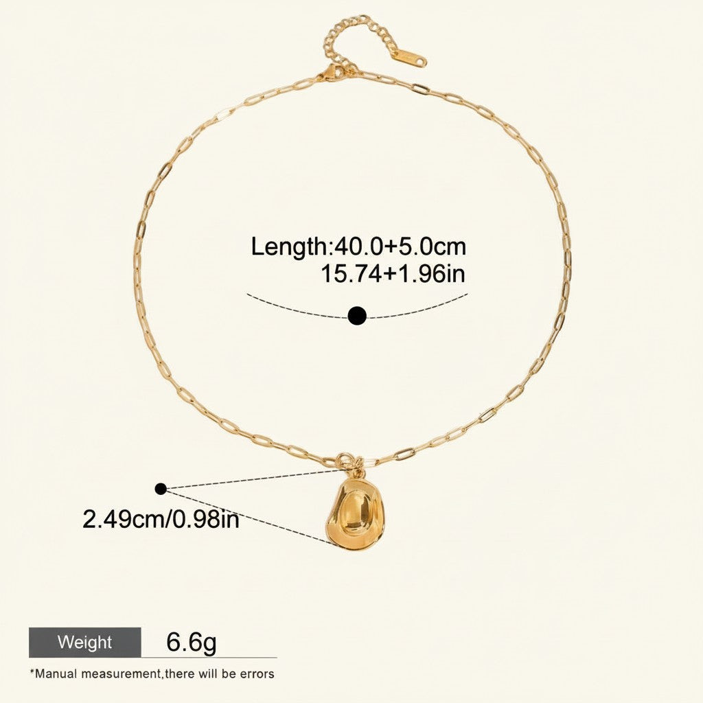 Seraphina Treasures gold-tone necklace with a unique hat-shaped pendant. Waterproof and hypoallergenic.