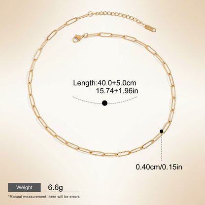 Seraphina Treasures Elarion gold-tone paperclip chain necklace with adjustable length and hypoallergenic properties.