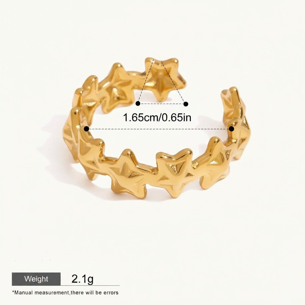 Seraphina Treasures gold adjustable ring with a delicate star design, perfect for everyday wear.