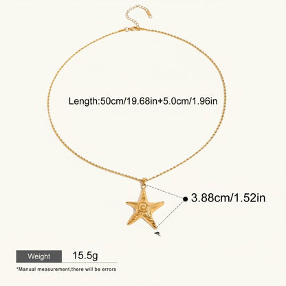 Seraphina Treasures gold starfish pendant necklace with a rope chain, 50cm length.