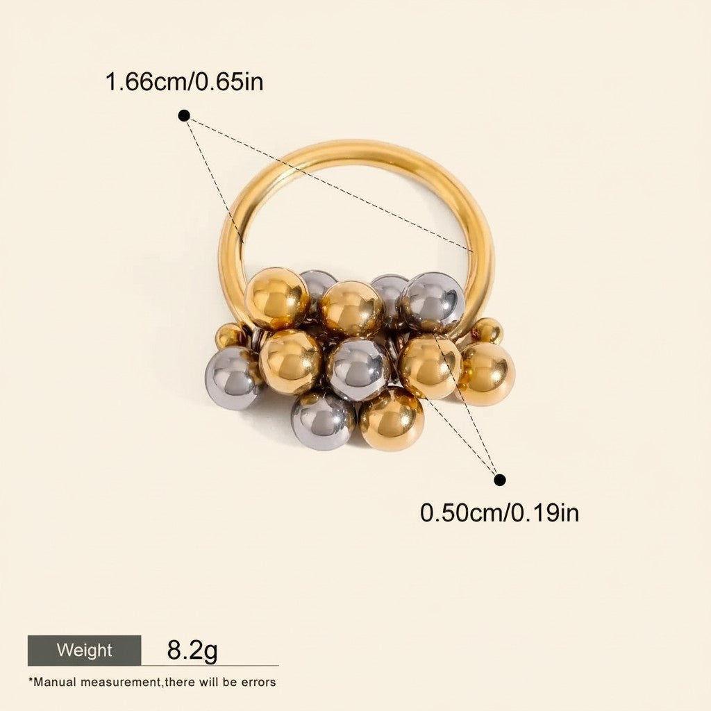 Seraphina Treasures Luxadore gold and silver bead ring with circular design, symbolizing unity and continuity. Waterproof and hypoallergenic.