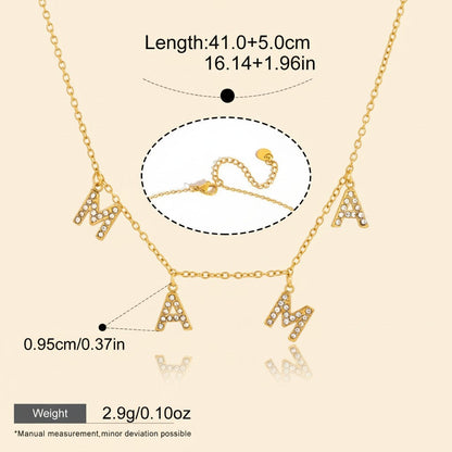 Seraphina Treasures gold-tone necklace with crystal-studded "MAMA" letters, adjustable chain, ideal for Mother's Day.