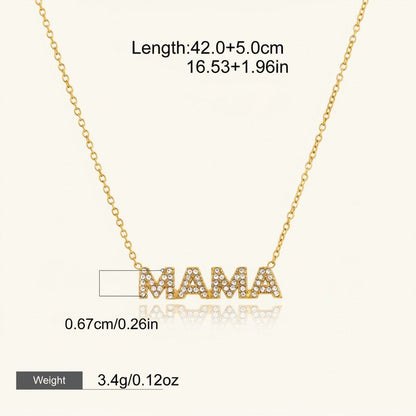 Seraphina Treasures gold-tone necklace with crystal-studded "MAMA" pendant, adjustable chain, perfect for Mother's Day.