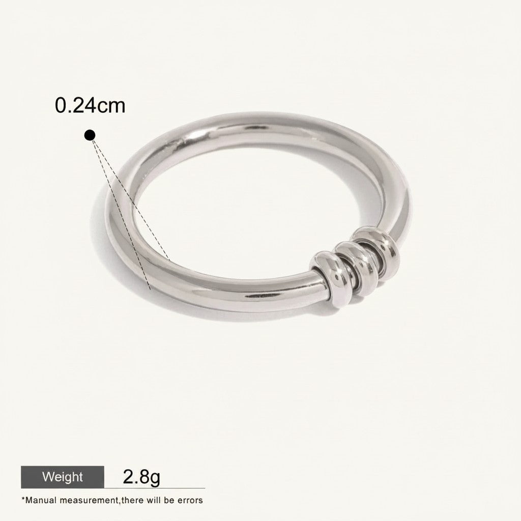 Seraphina Treasures Miravore silver-tone hoop earrings with triple stacked detail, waterproof and hypoallergenic.