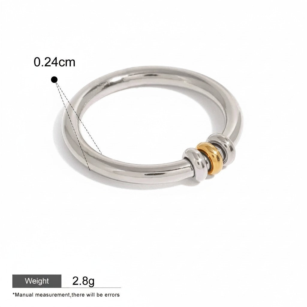 Seraphina Treasures Miravore ring, silver-tone metal with gold-tone accent beads, waterproof and hypoallergenic.
