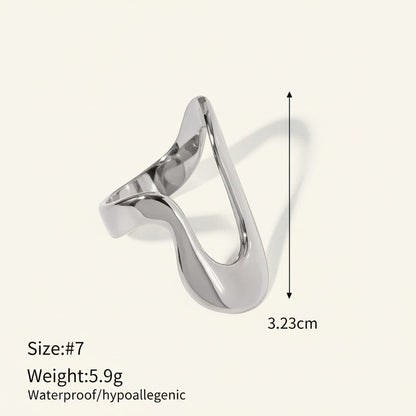 Seraphina Treasures Orvian silver abstract wave ring, size 7, 3.23cm height.