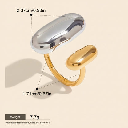Seraphina Treasures Regara adjustable ring with a two-tone glossy finish, featuring a silver-tone top and gold-tone bottom.